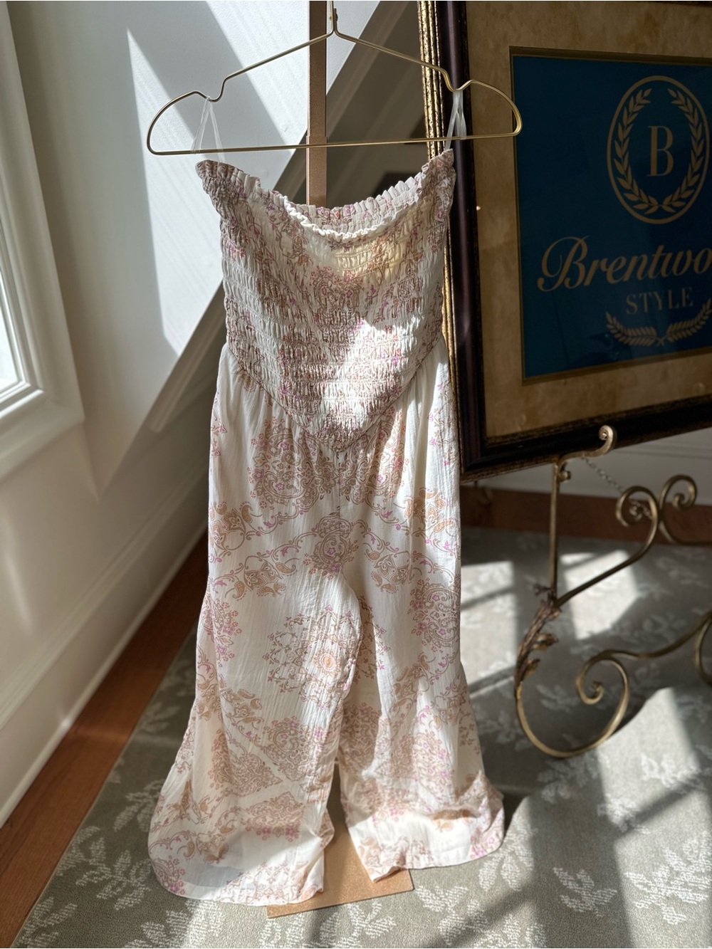 American Eagle Boho Strapless Smocked Jumpsuit Size Small New